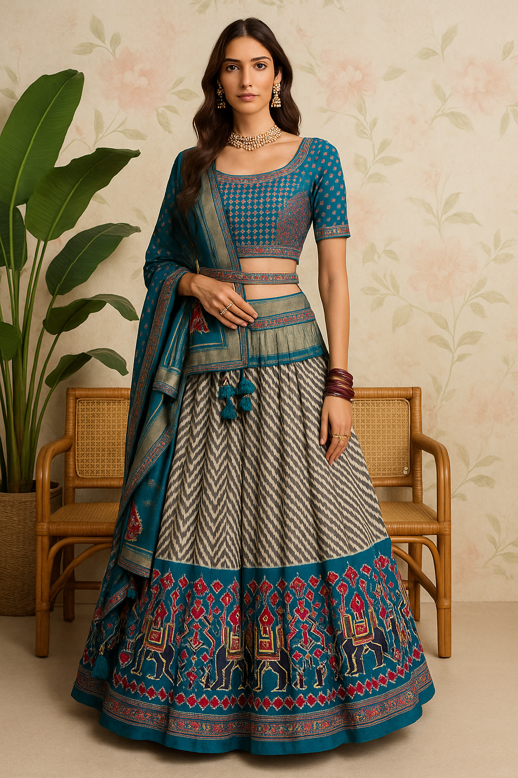Blue Leheriya Print Chaniya Choli