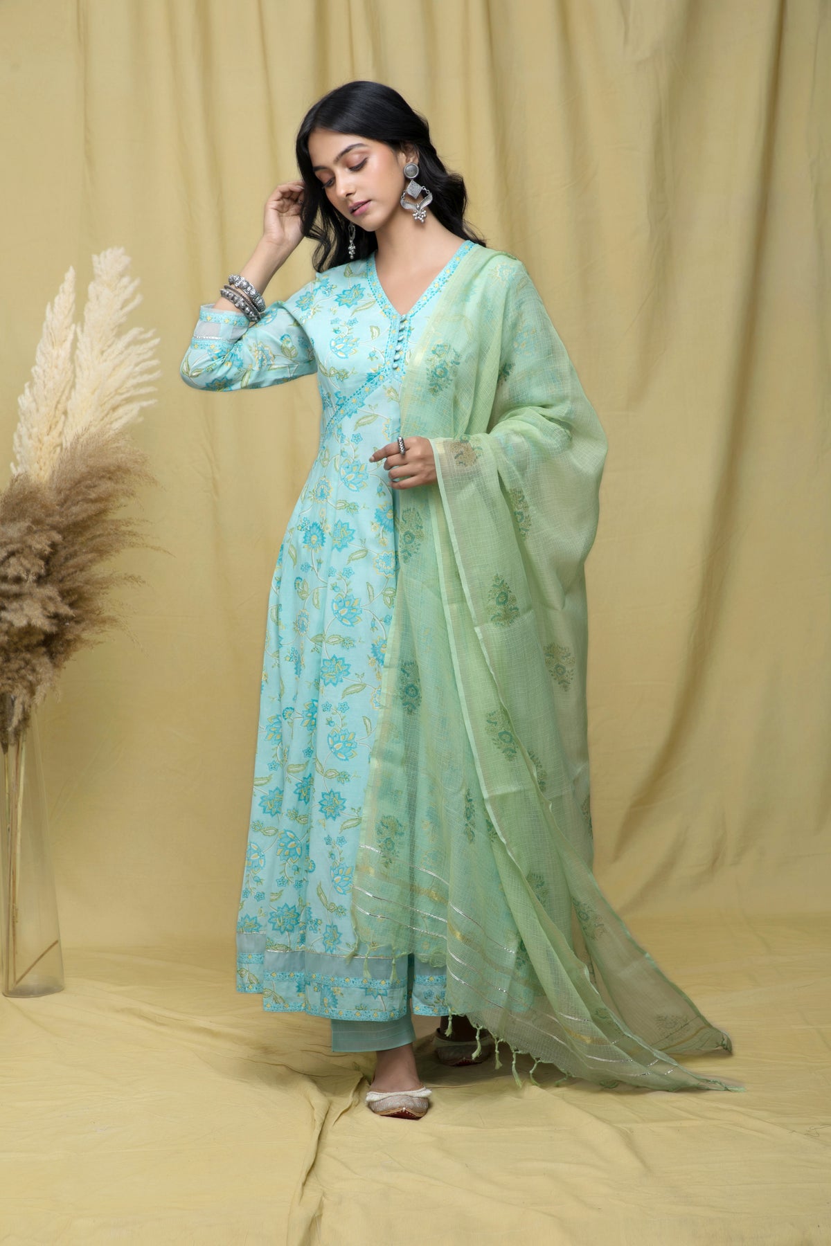 Sia Mint Blue Anarkali Suit Set