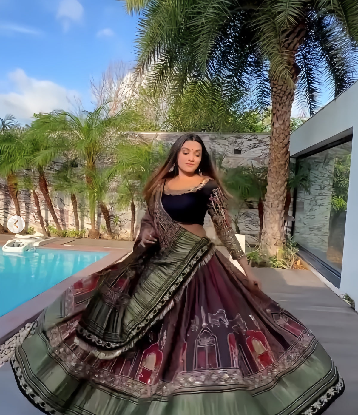 Black-green Chaniya Choli